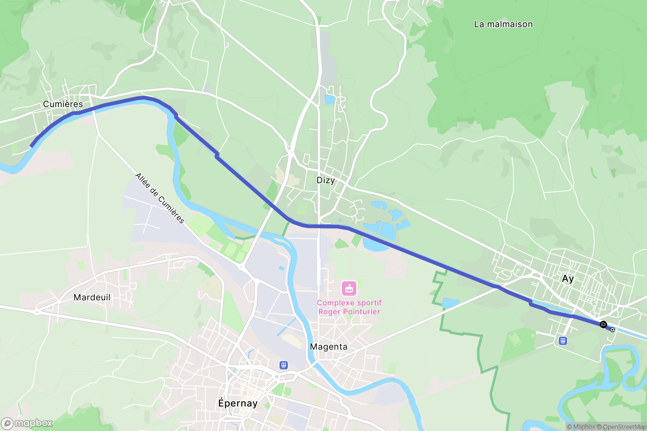 Aÿ-Champagne : carte du parcours de randonnée - France