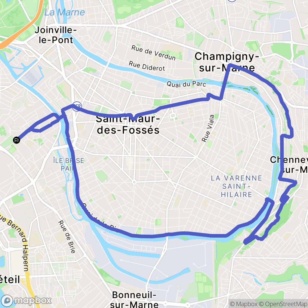 Créteil : carte du parcours de randonnée - France