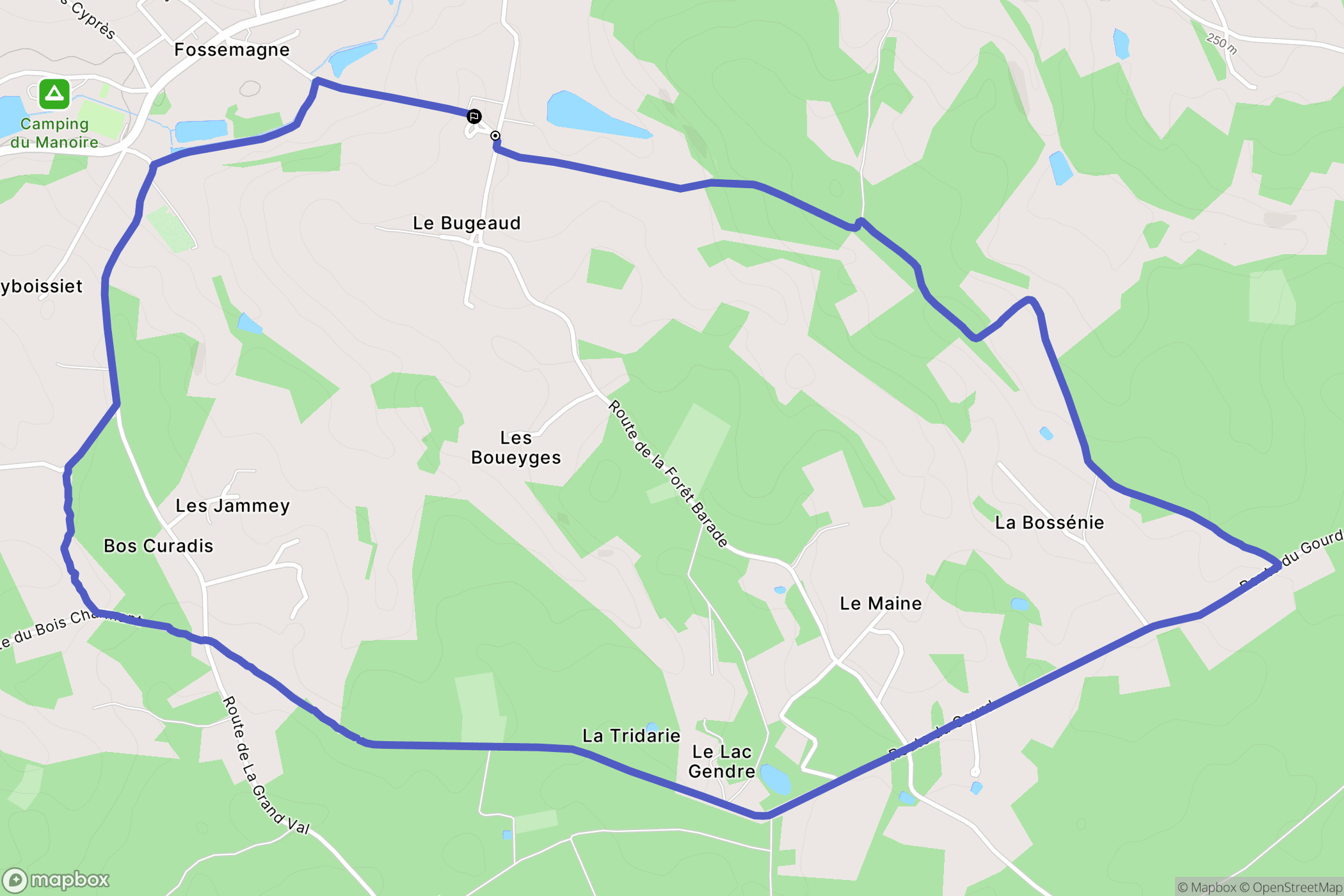 Fossemagne : carte du parcours de randonnée - France
