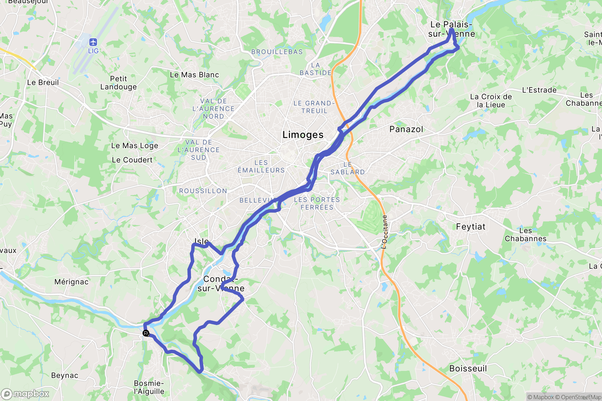 Bosmie-l'Aiguille : carte du parcours de randonnée - France
