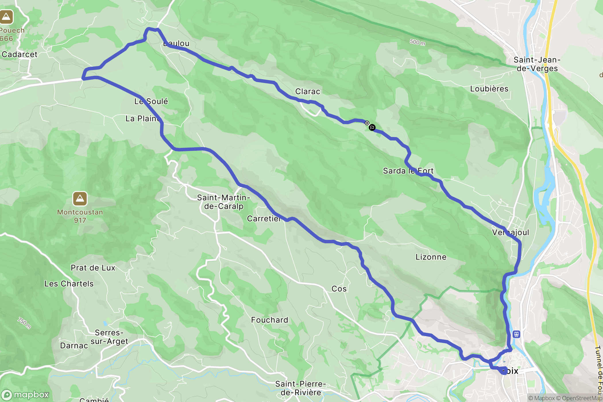 Baulou : carte du parcours de randonnée - France