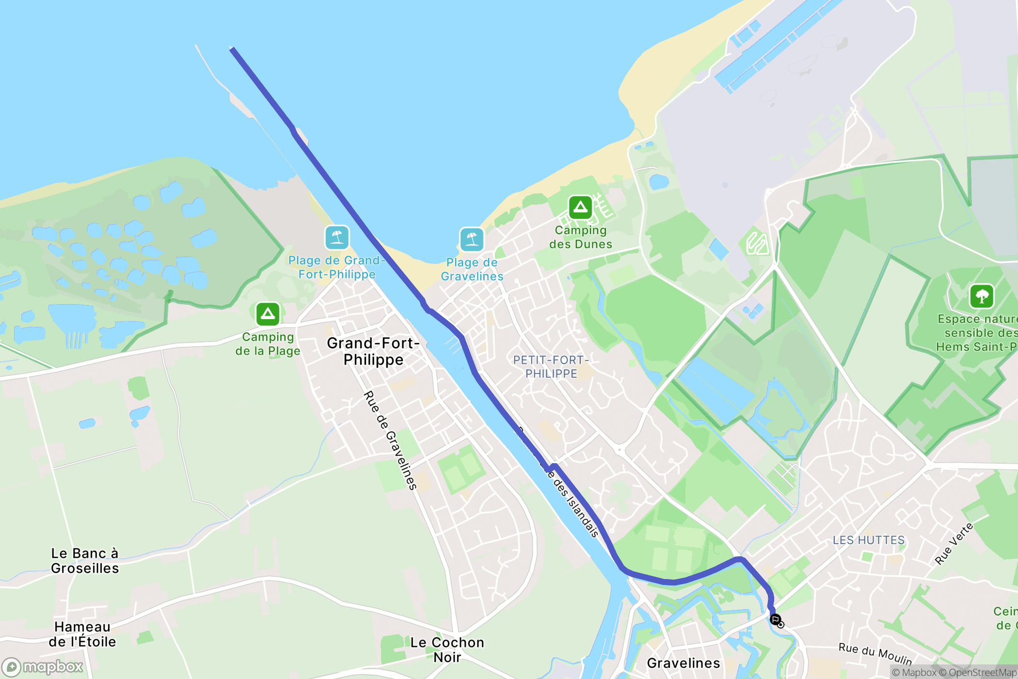 Gravelines : carte du parcours de randonnée - France