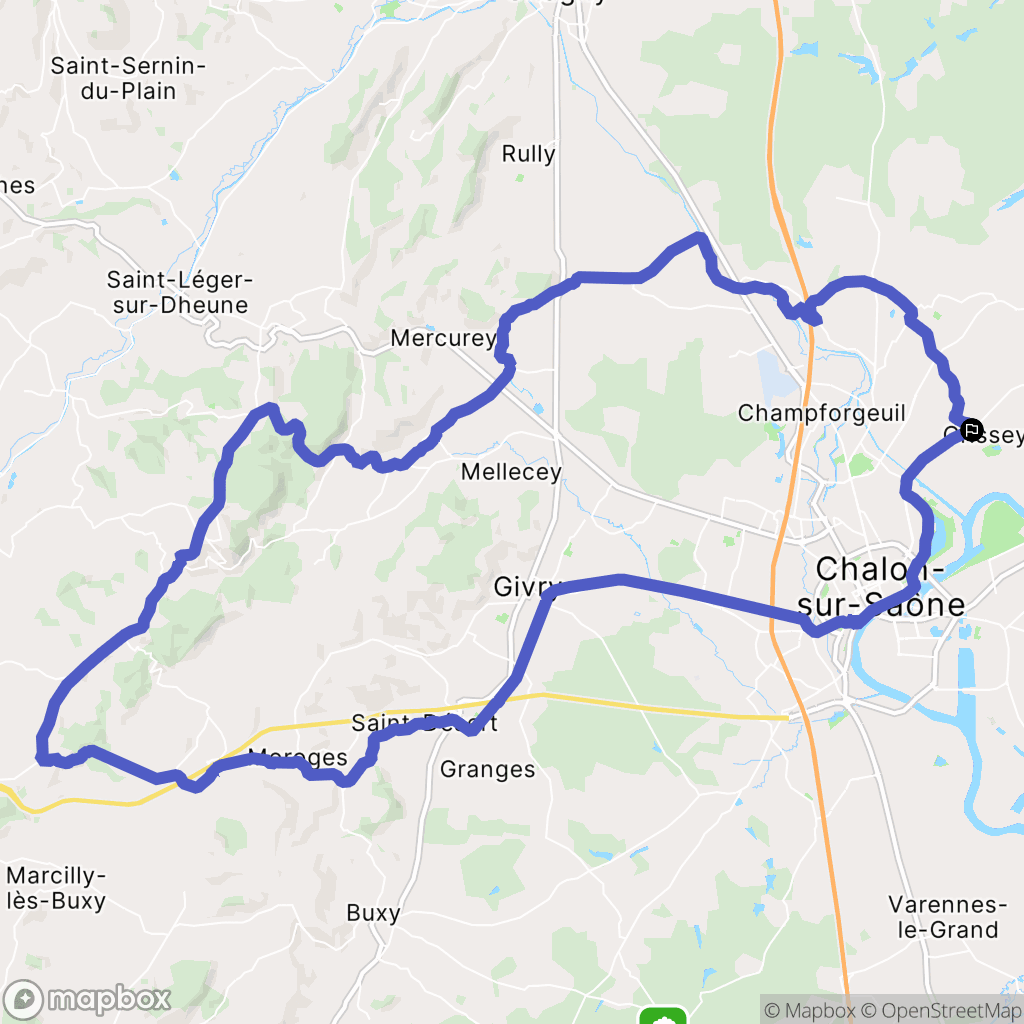 Crissey : carte du parcours de randonnée - France