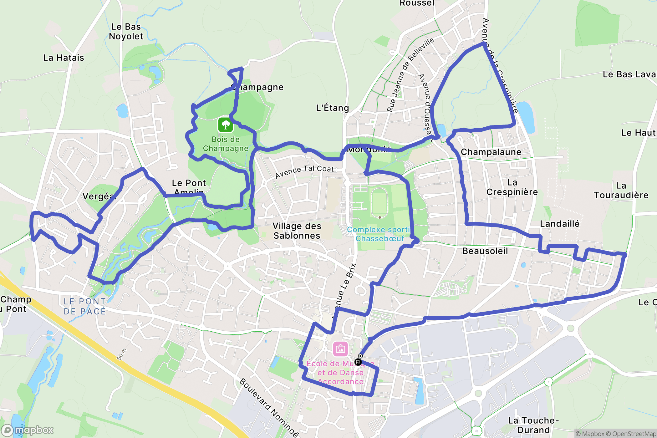 Pacé : carte du parcours de randonnée - France
