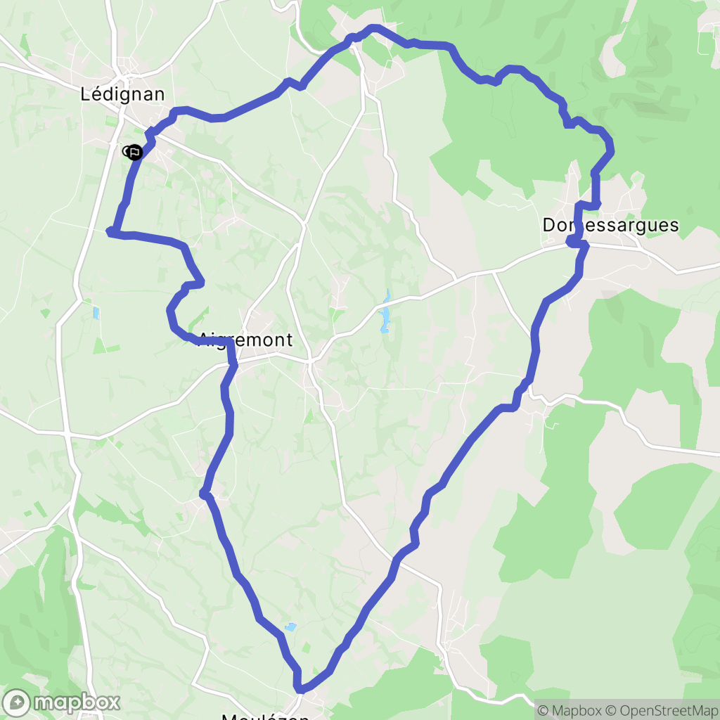Lédignan : carte du parcours de randonnée - France