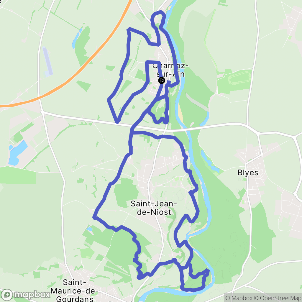 Charnoz-sur-Ain : carte du parcours de randonnée - France