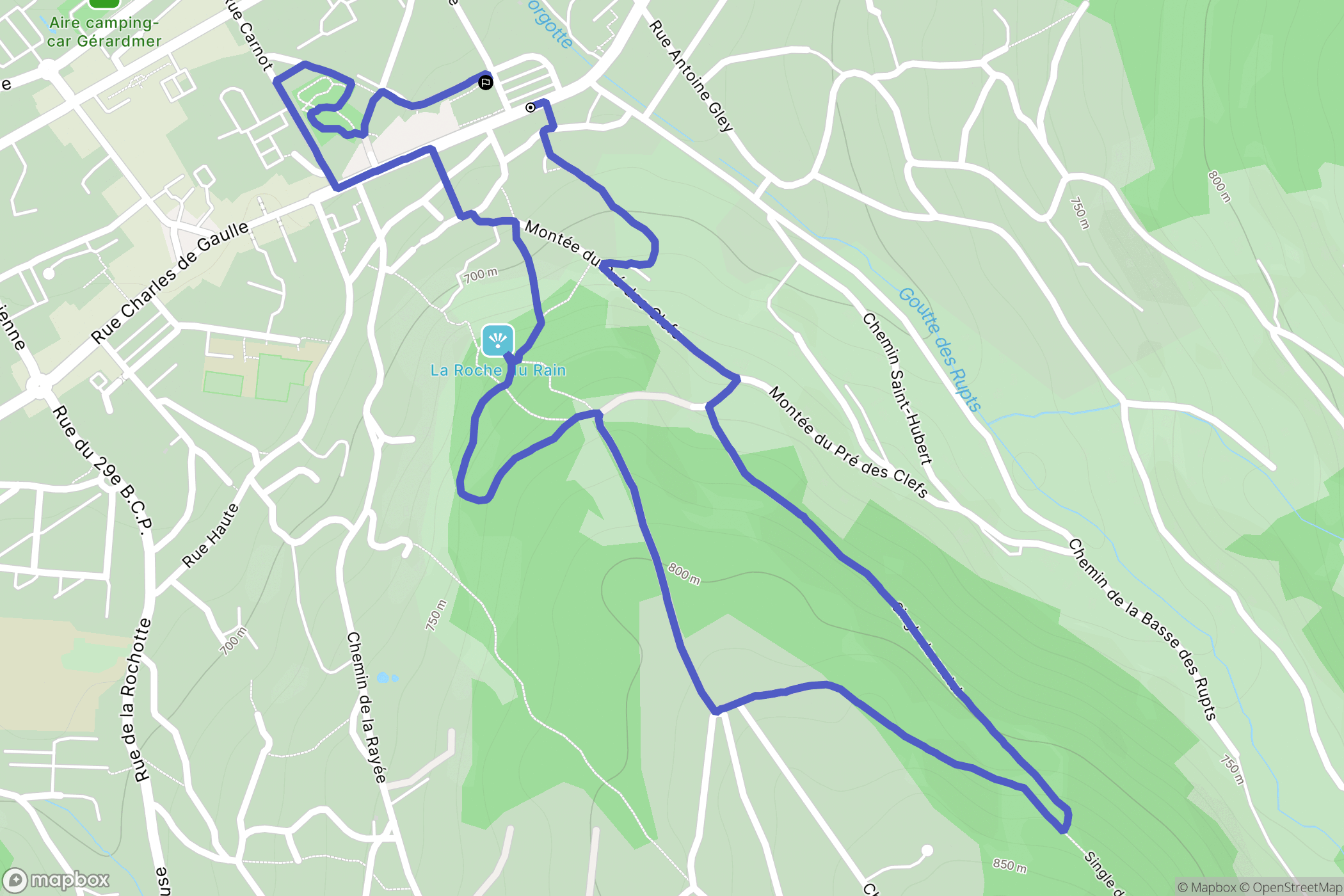 Gérardmer : carte du parcours de randonnée - France