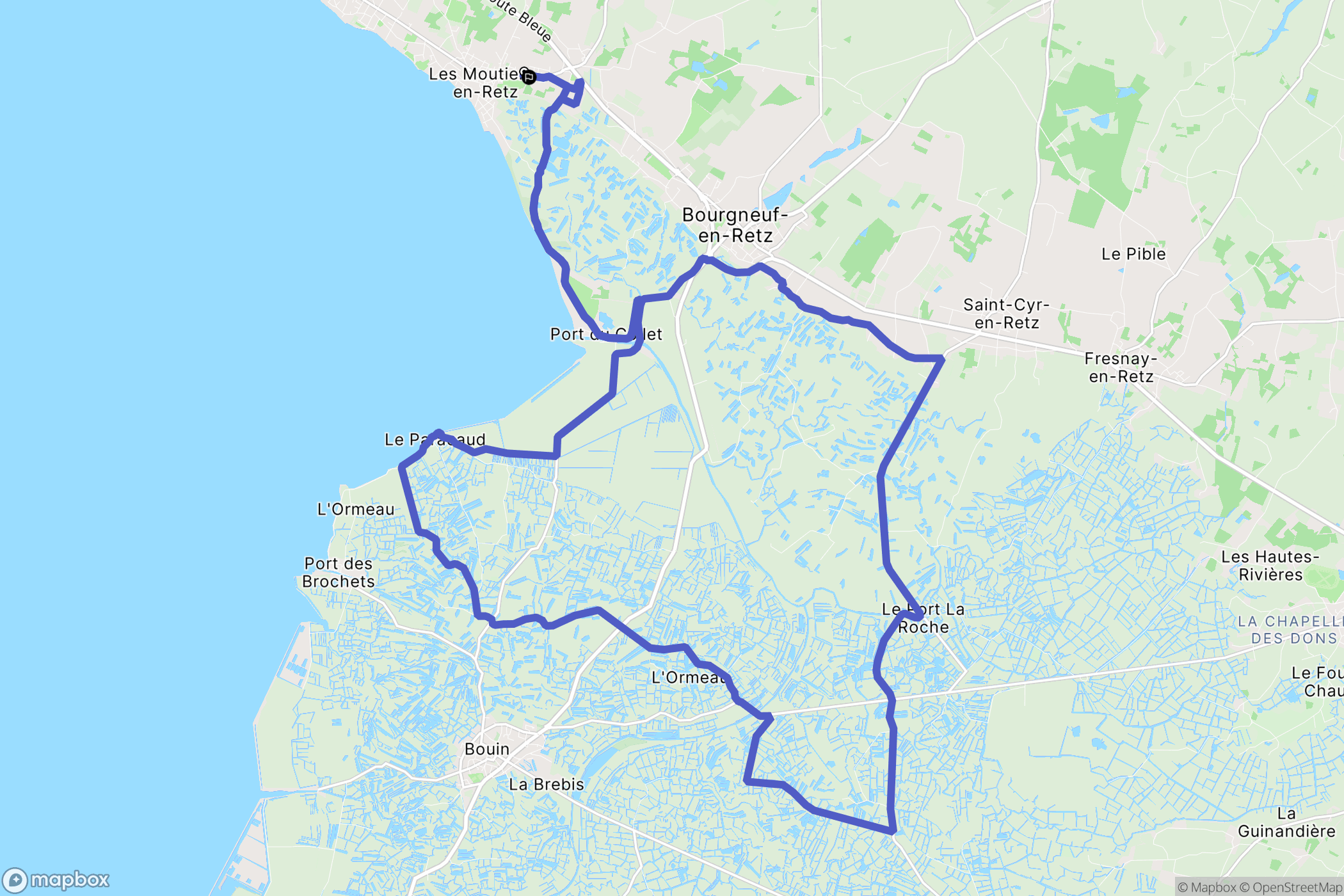 Les Moutiers-en-Retz : carte du parcours de randonnée - France