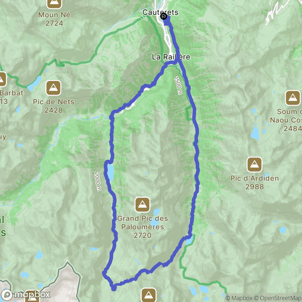 Cauterets : carte du parcours de randonnée - France