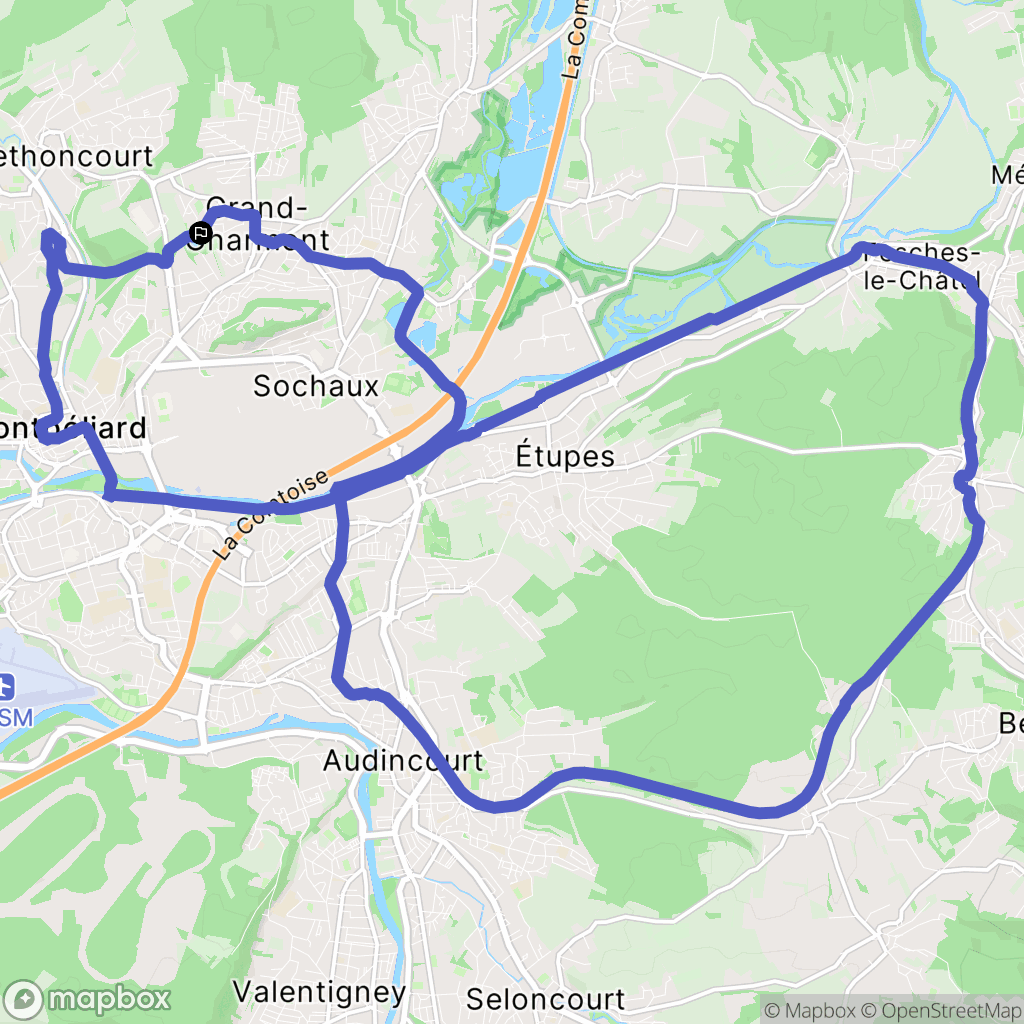 Grand-Charmont : carte du parcours de randonnée - France