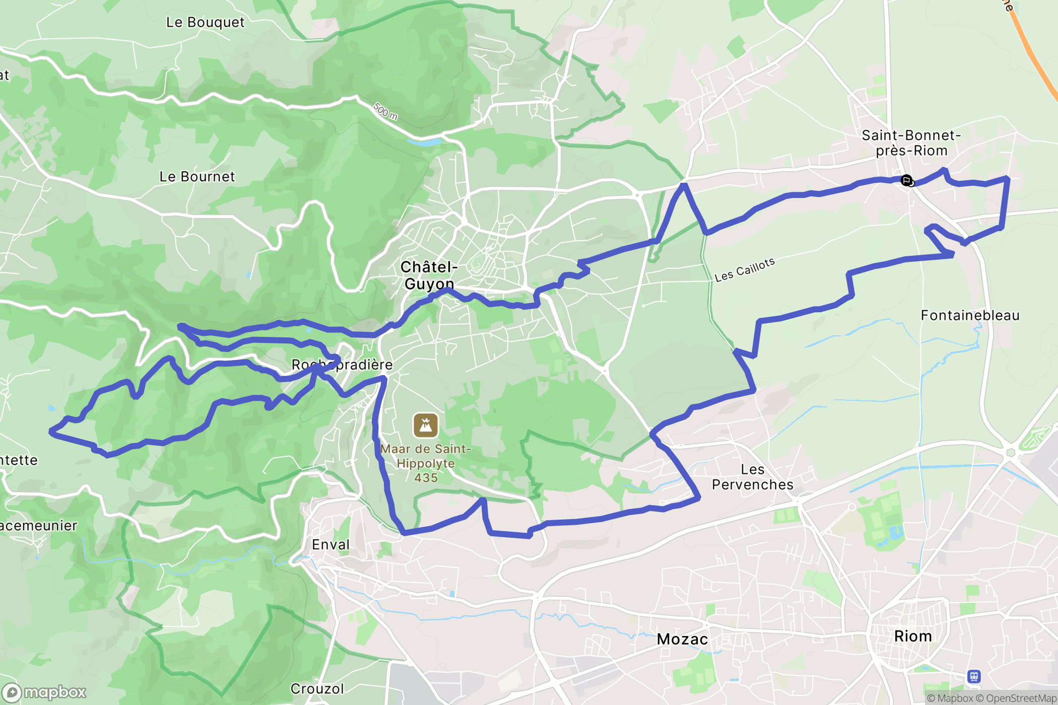 Saint-Bonnet-prés-Riom : carte du parcours de randonnée - France