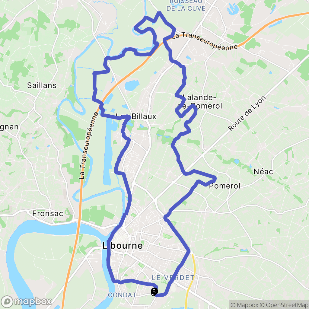 Libourne : carte du parcours de randonnée - France