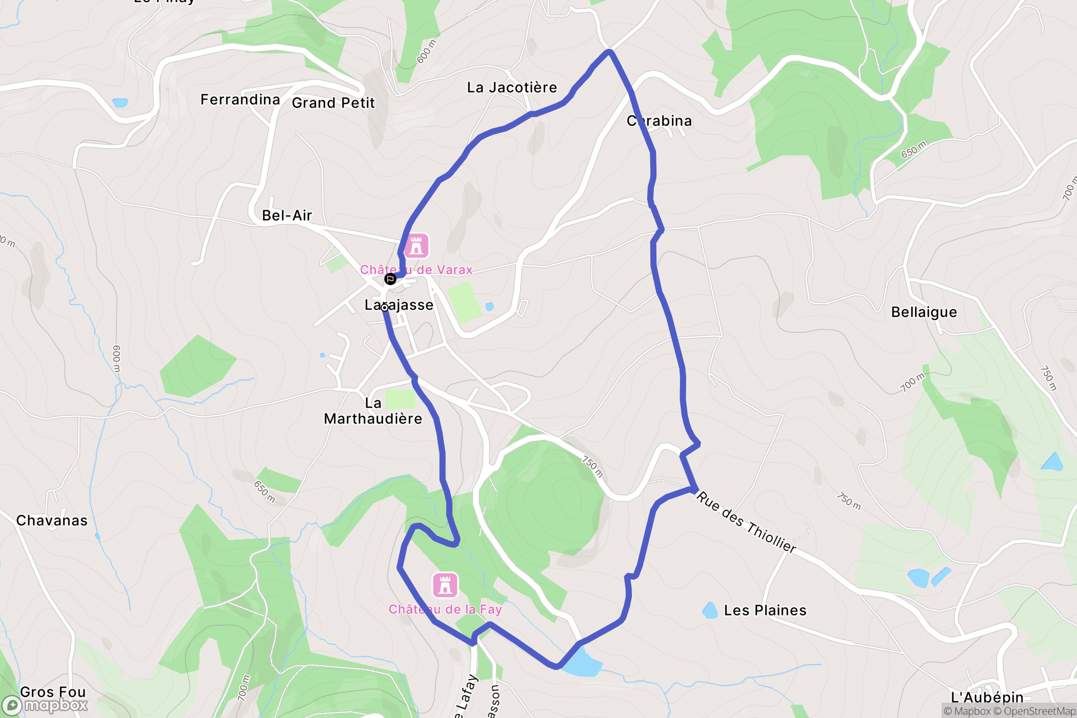Larajasse : carte du parcours de randonnée - France