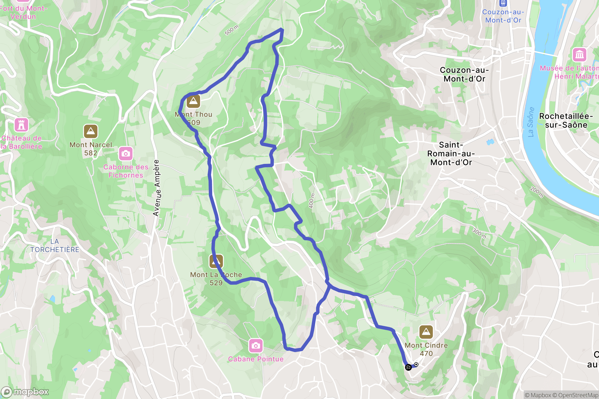 Saint-Cyr-au-Mont-d'Or : carte du parcours de randonnée - France
