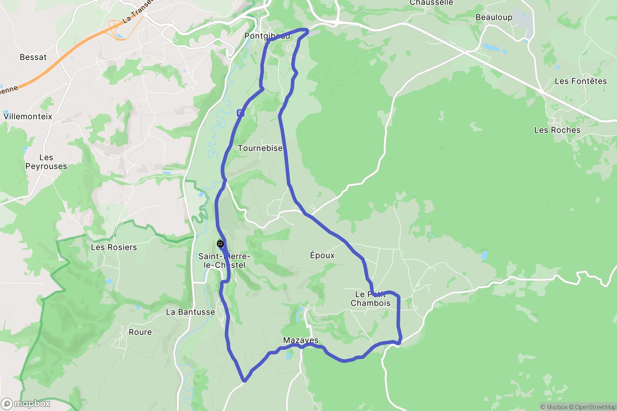 Saint-Pierre-le-Chastel : carte du parcours de randonnée - France