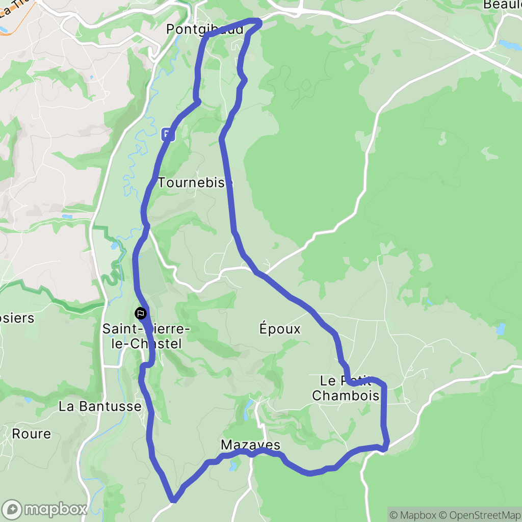 Saint-Pierre-le-Chastel : carte du parcours de randonnée - France
