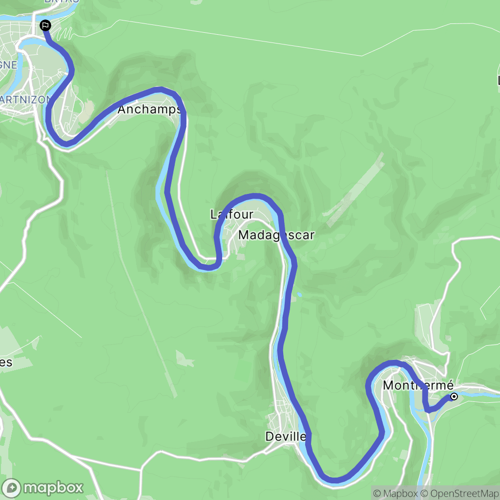 Monthermé : carte du parcours de randonnée - France