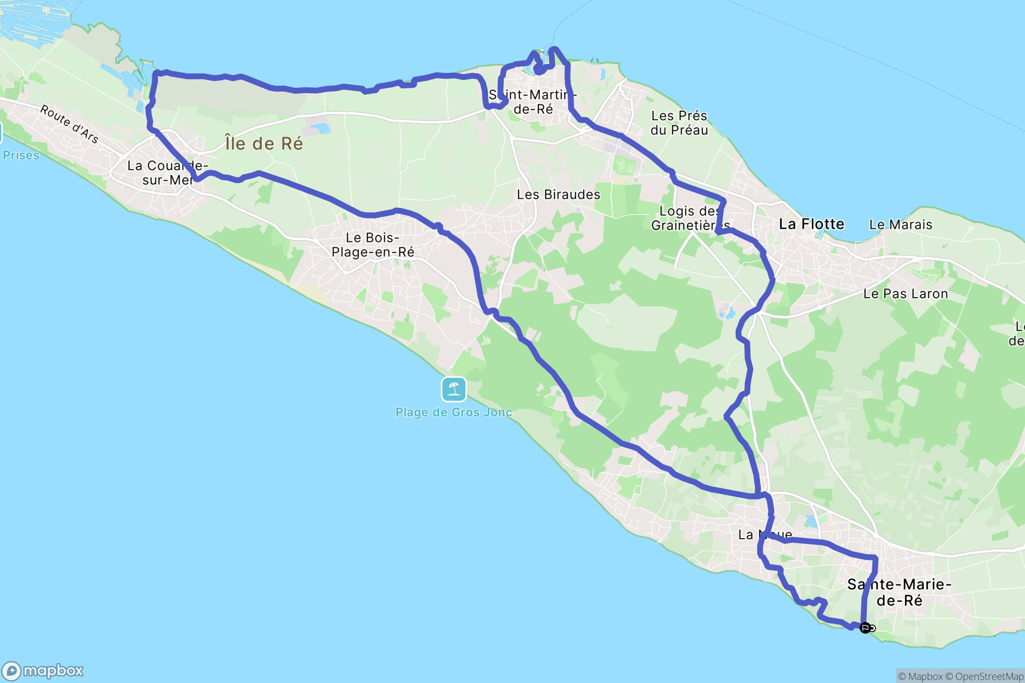 Sainte-Marie-de-Ré : carte du parcours de randonnée - France