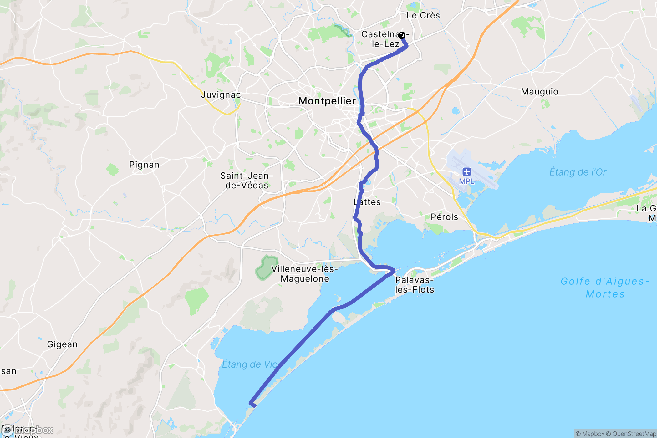 Castelnau-le-Lez : carte du parcours de randonnée - France