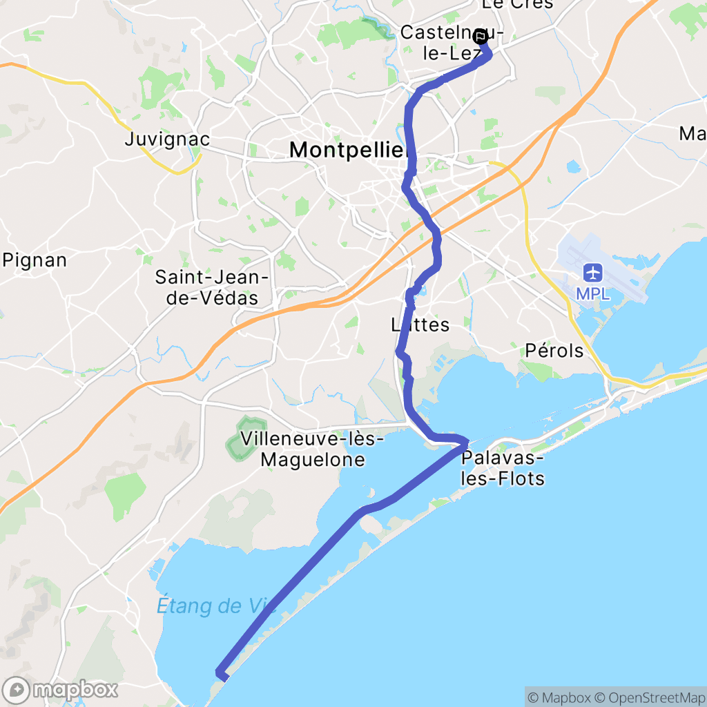 Castelnau-le-Lez : carte du parcours de randonnée - France