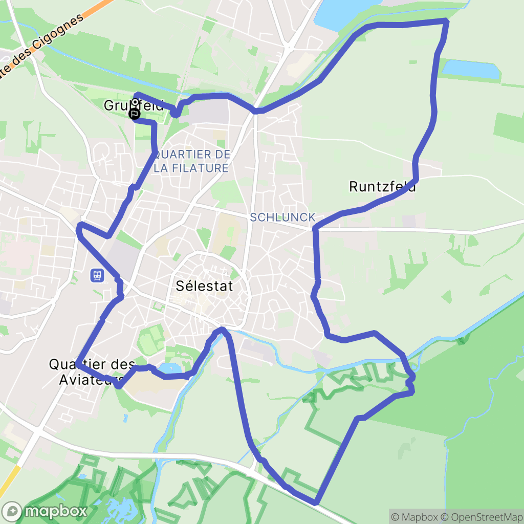 Sélestat : carte du parcours de randonnée - France
