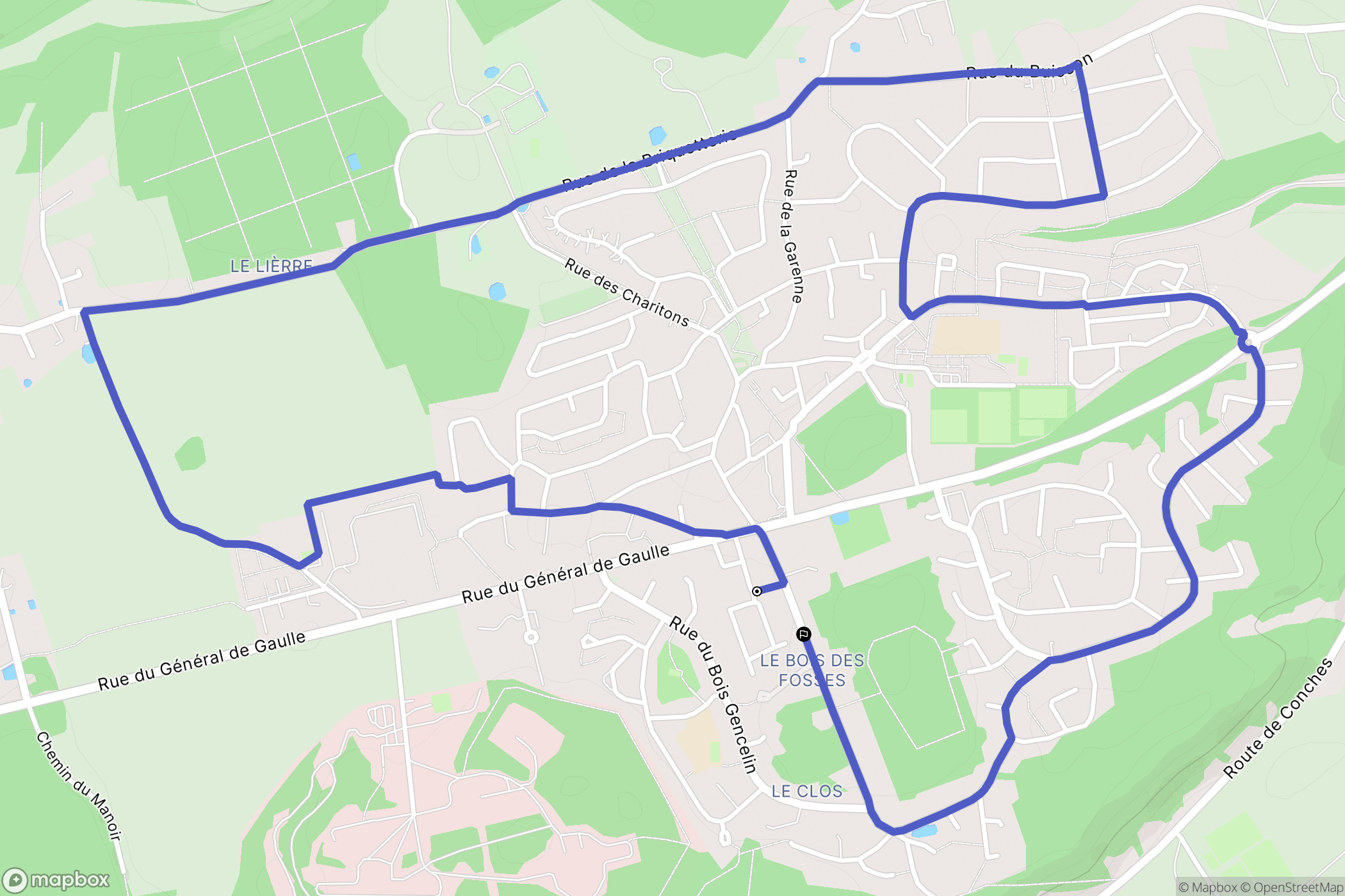 Saint-Sébastien-de-Morsent : carte du parcours de randonnée - France