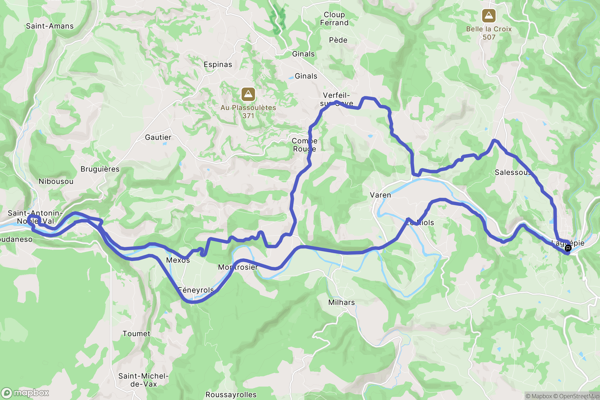 Laguépie : carte du parcours de randonnée - France