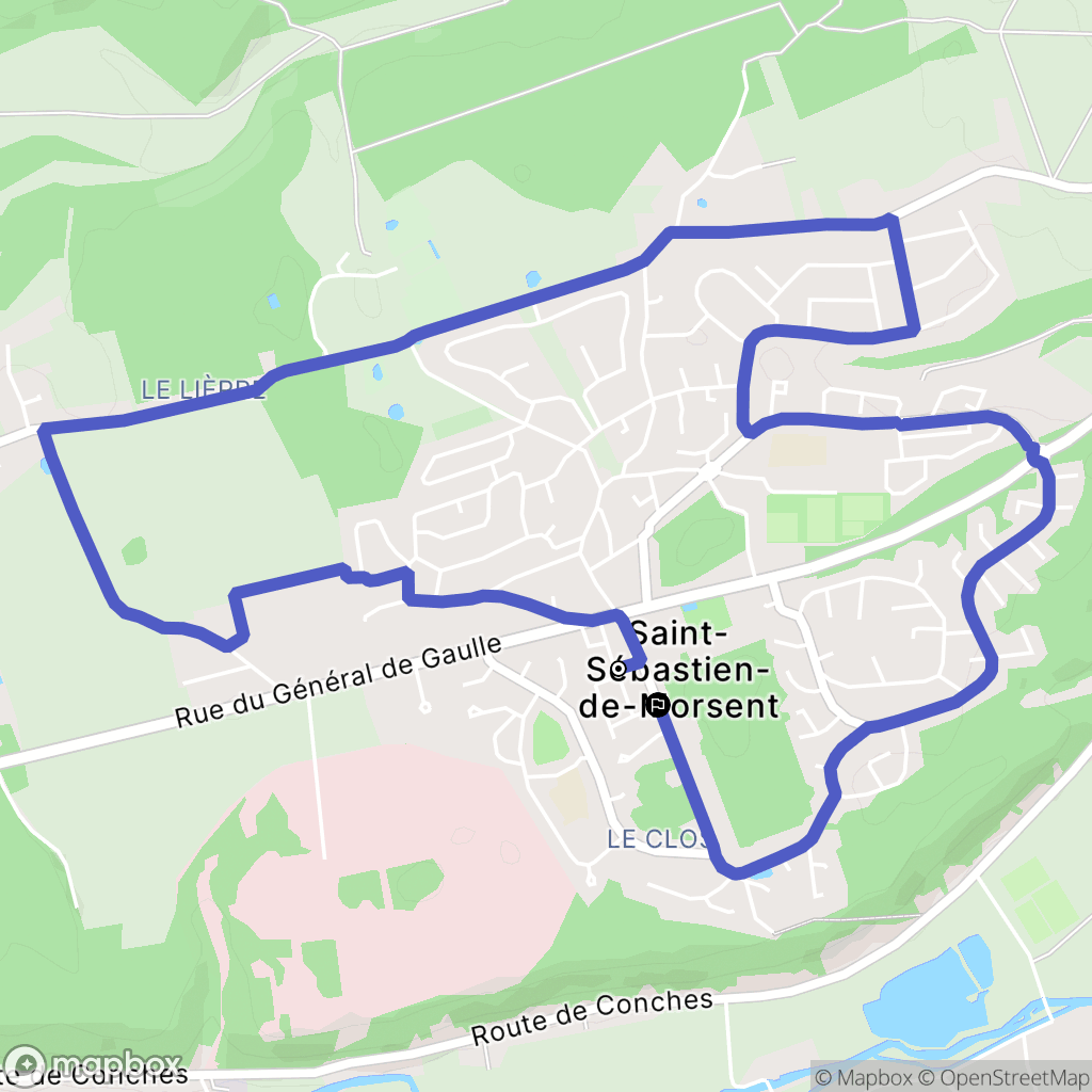 Saint-Sébastien-de-Morsent : carte du parcours de randonnée - France
