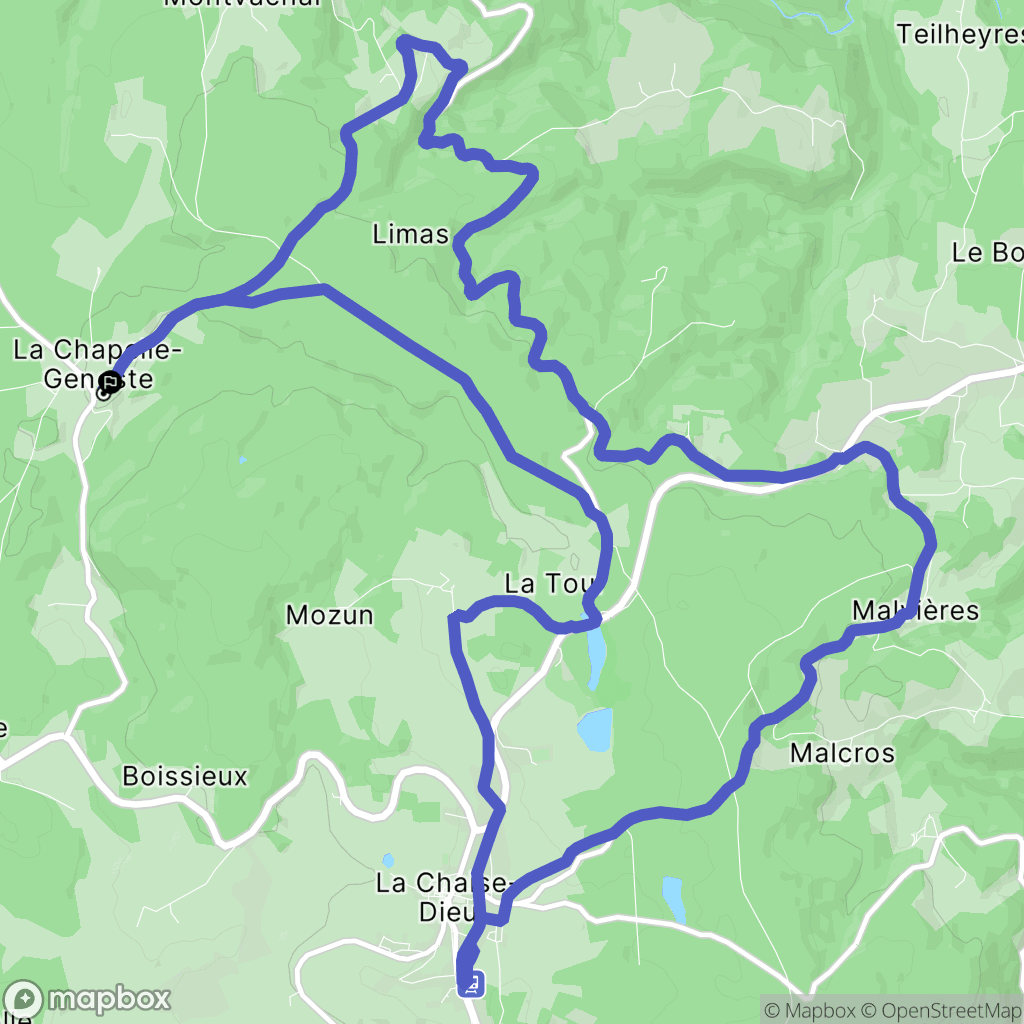 La Chapelle-Geneste : carte du parcours de randonnée - France