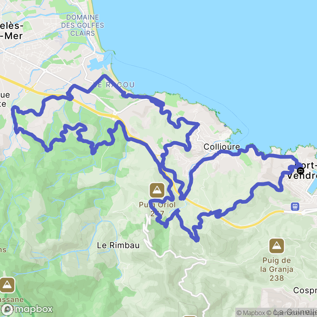 Port-Vendres : carte du parcours de randonnée - France