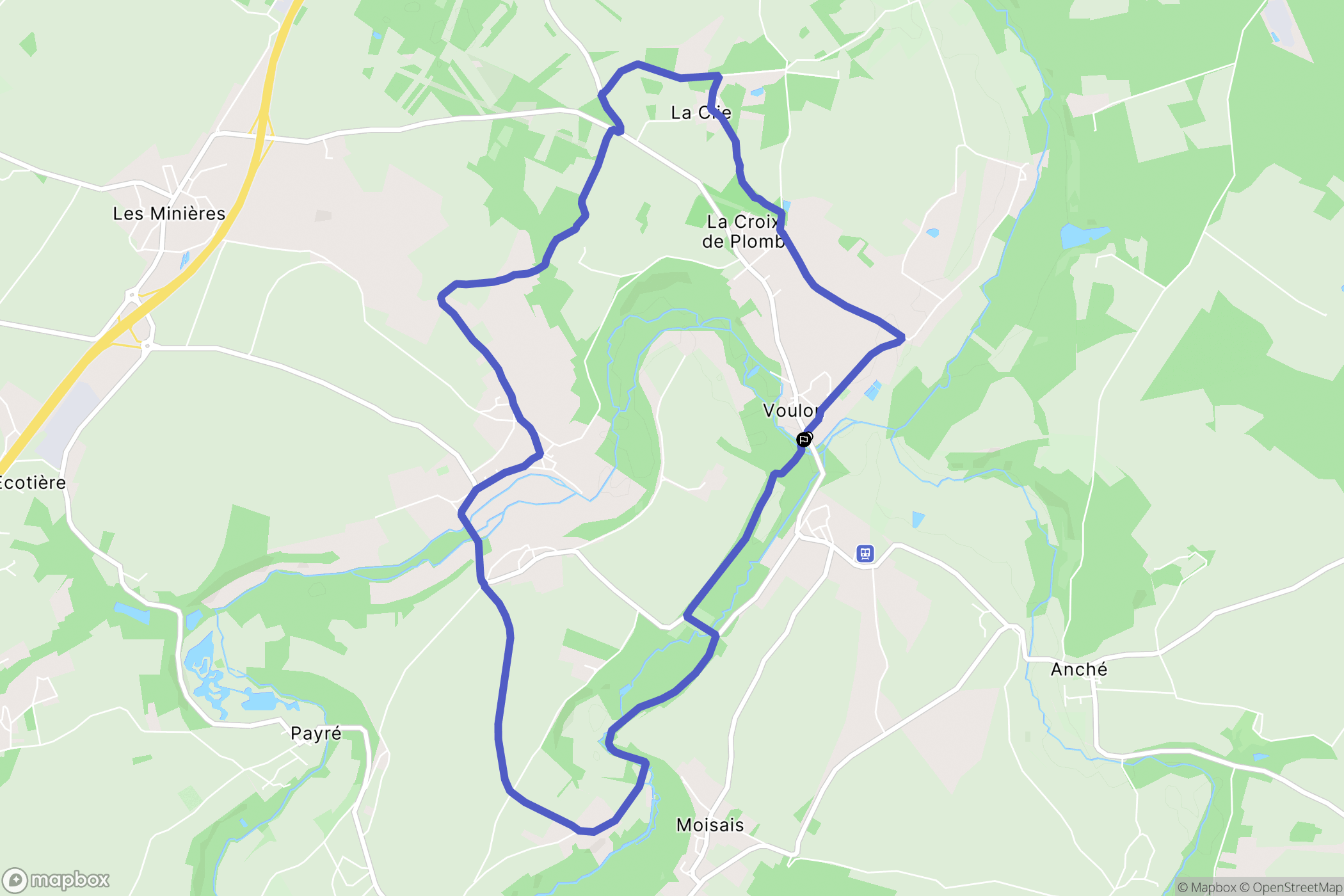 Voulon : carte du parcours de randonnée - France