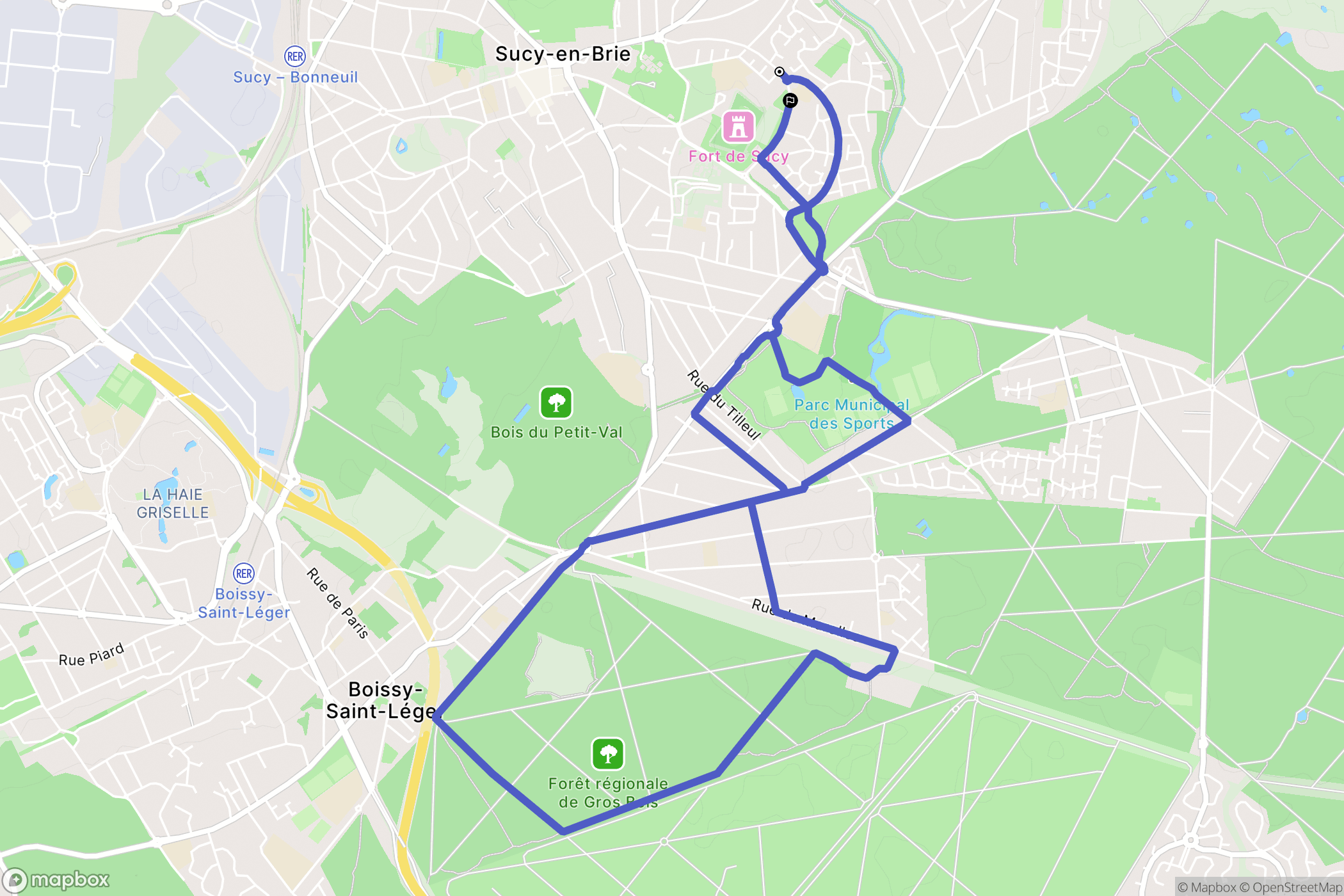 Sucy-en-Brie : carte du parcours de randonnée - France