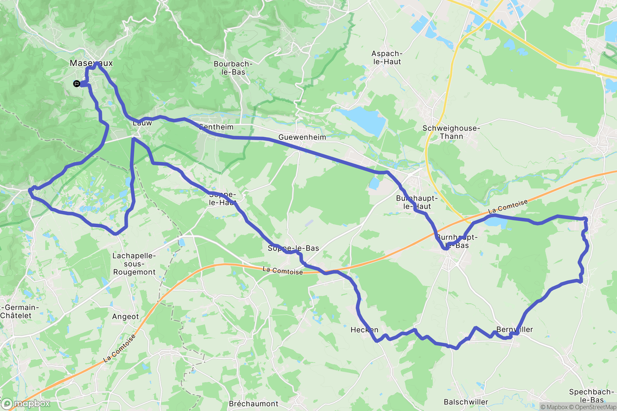 Masevaux-Niederbruck : carte du parcours de randonnée - France