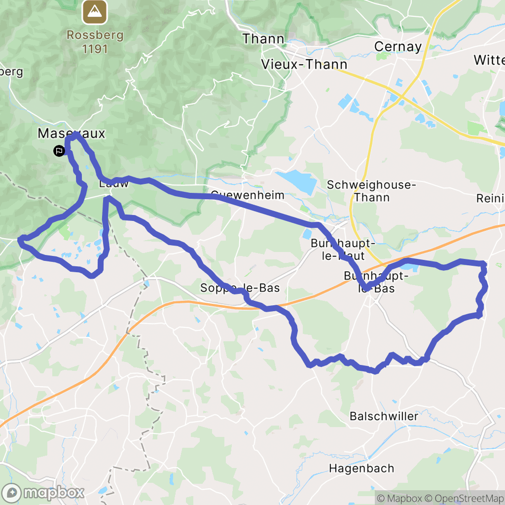 Masevaux-Niederbruck : carte du parcours de randonnée - France