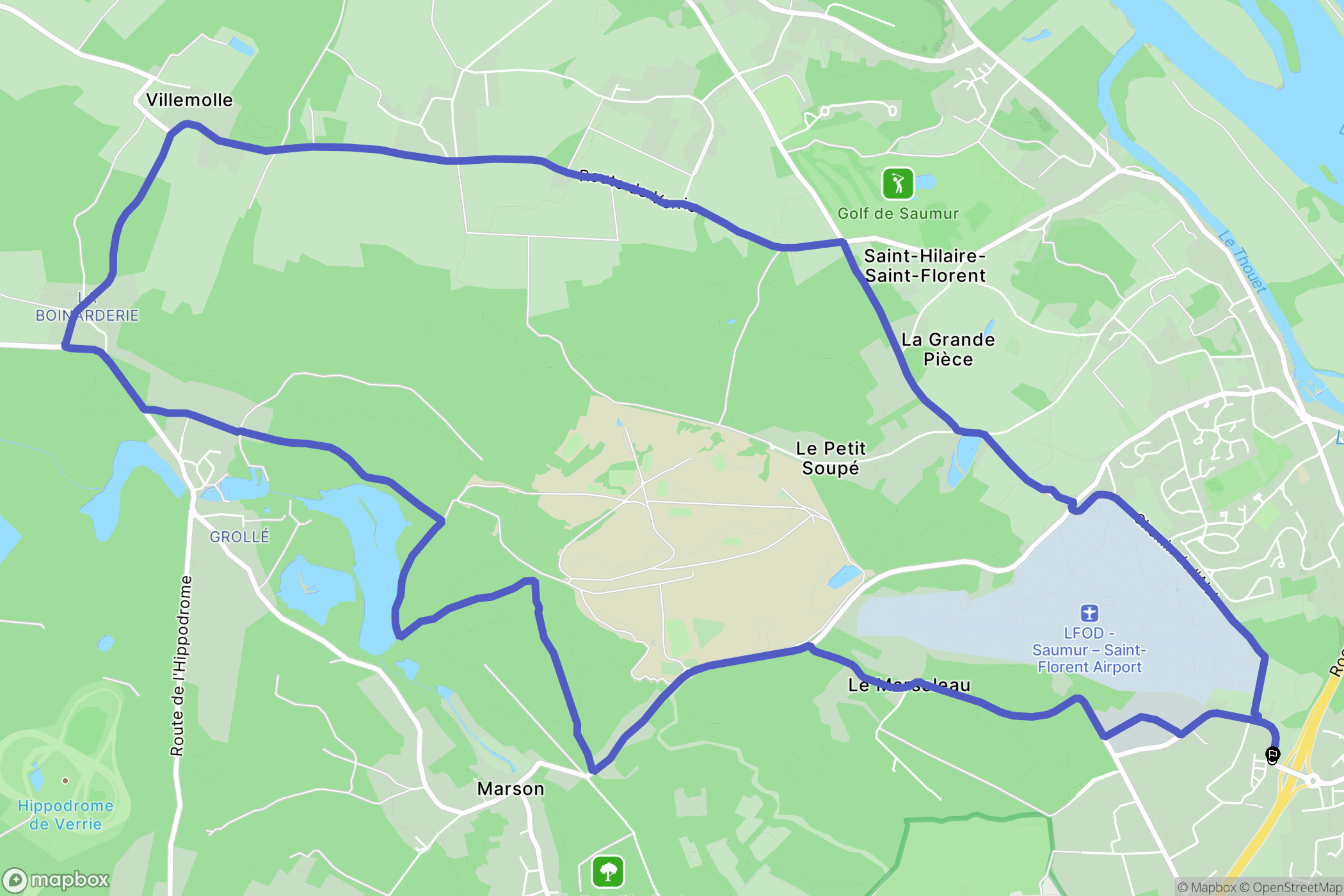 Saumur : carte du parcours de randonnée - France