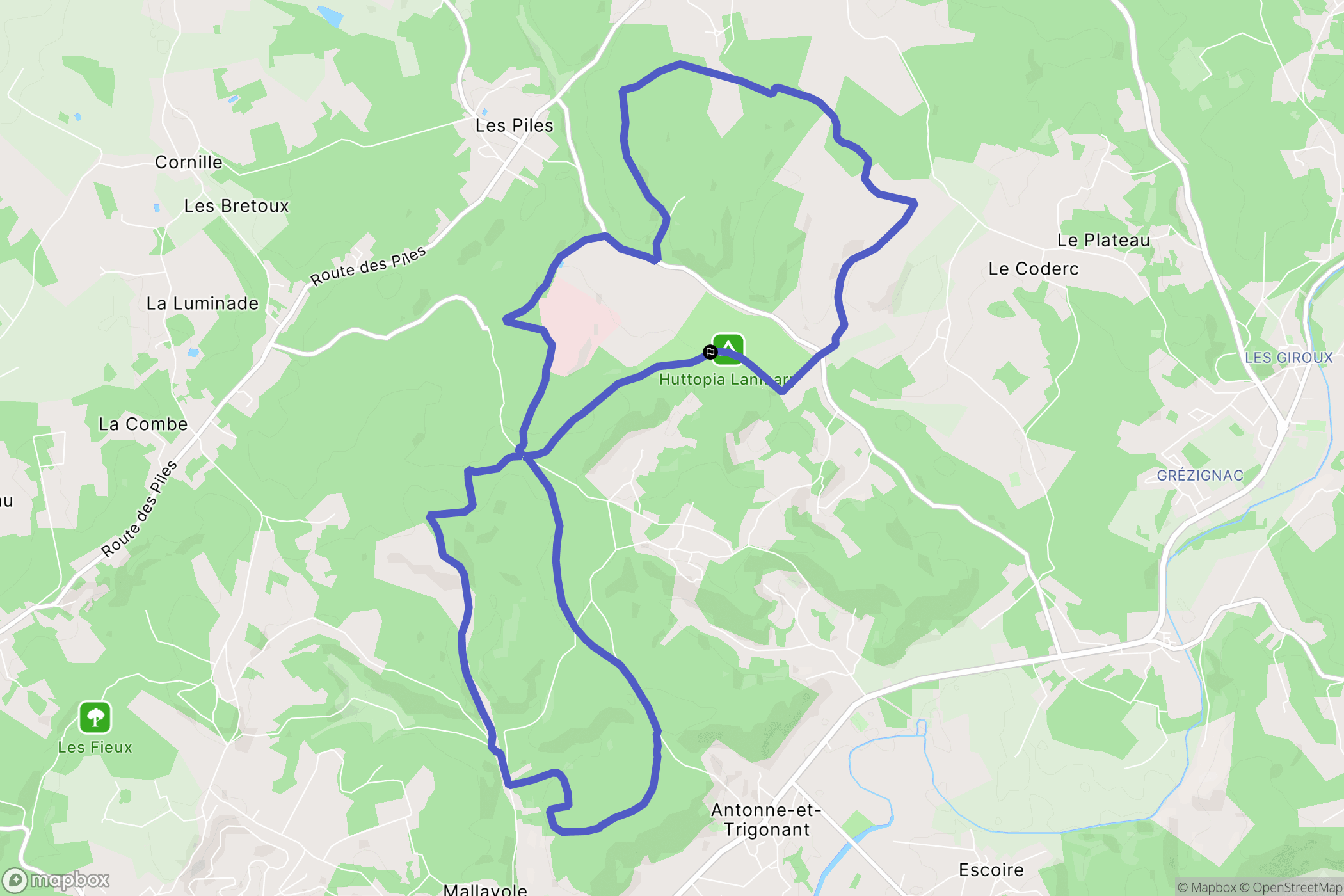 Antonne-et-Trigonant : carte du parcours de randonnée - France