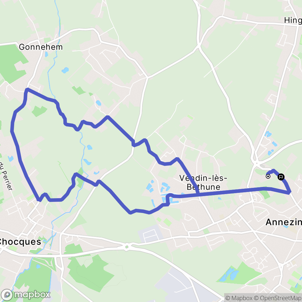 Vendin-lès-Béthune : carte du parcours de randonnée - France
