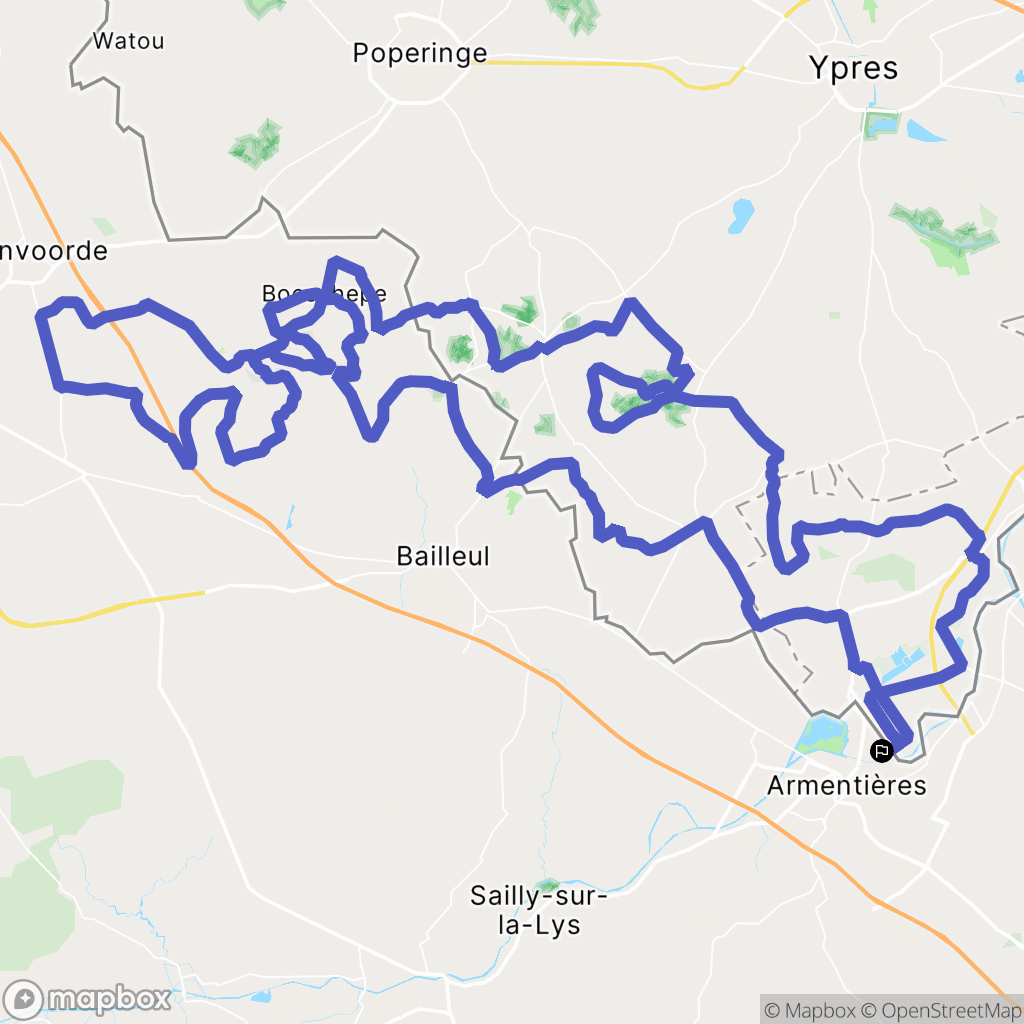 Armentières : carte du parcours de randonnée - France