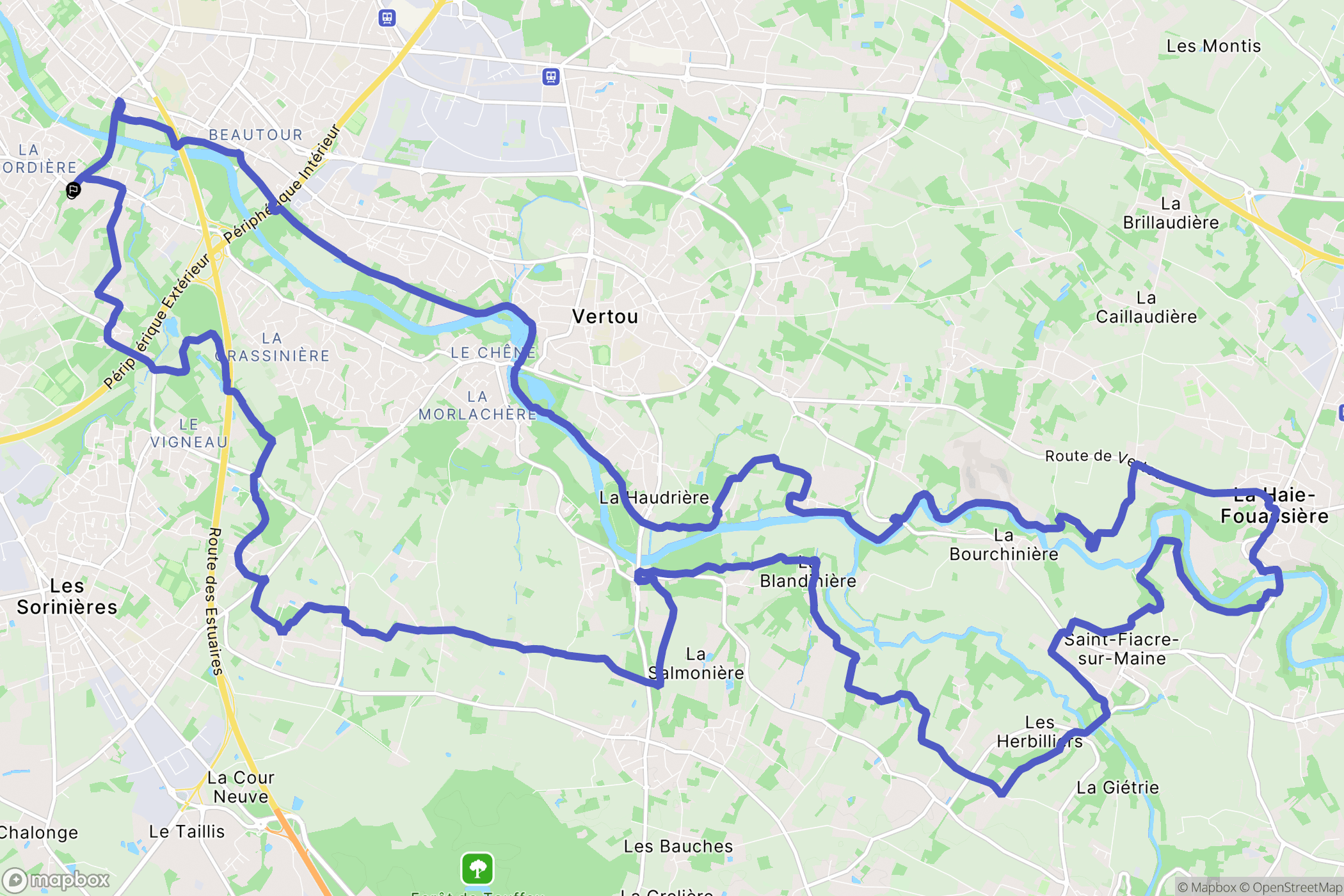 Rezé : carte du parcours de randonnée - France