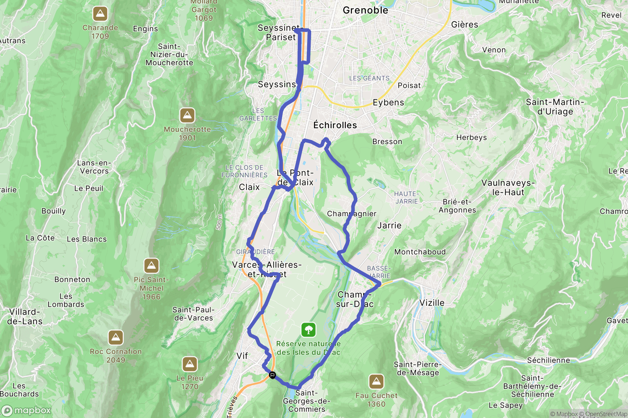 Vif : carte du parcours de randonnée - France