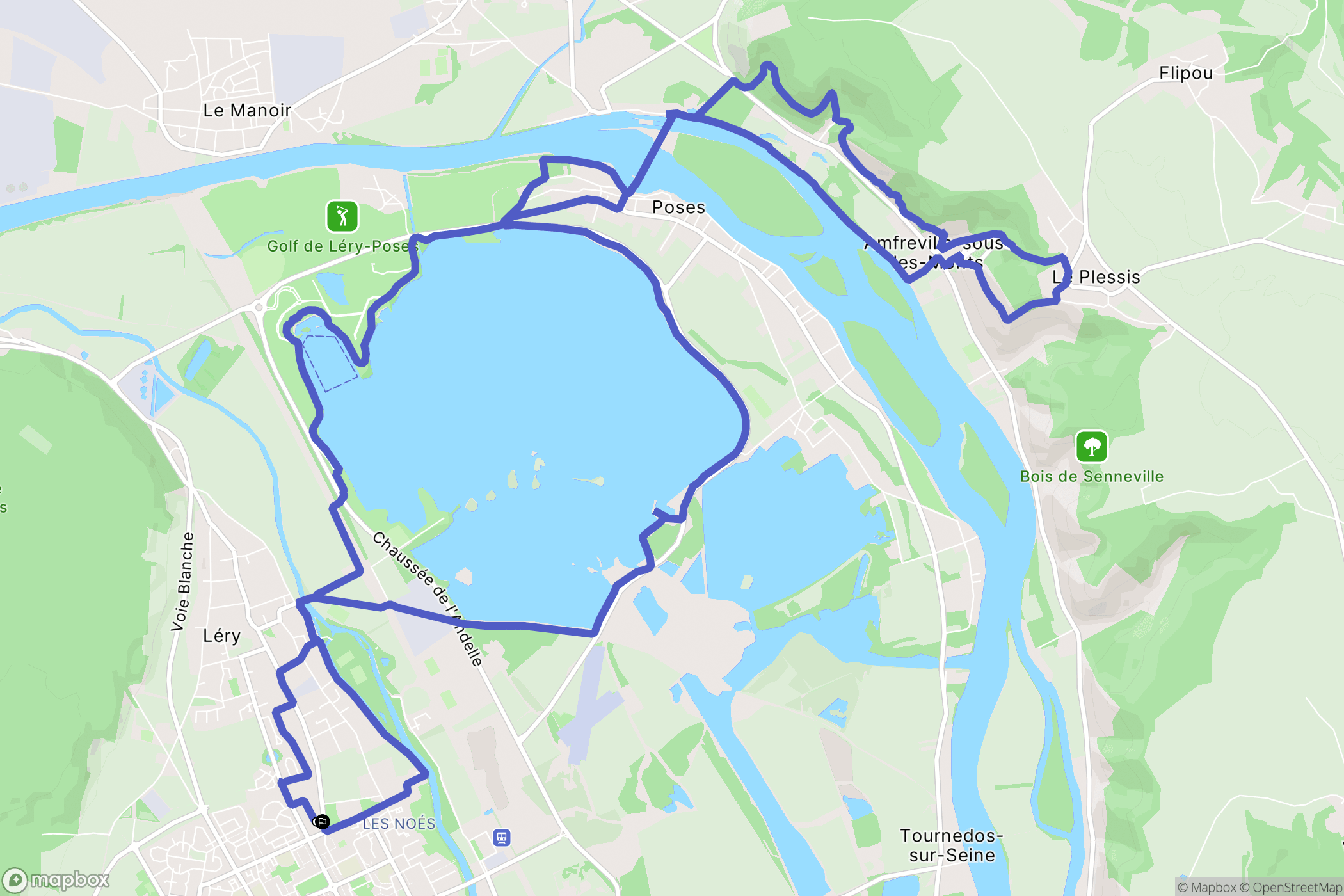 Val-de-Reuil : carte du parcours de randonnée - France