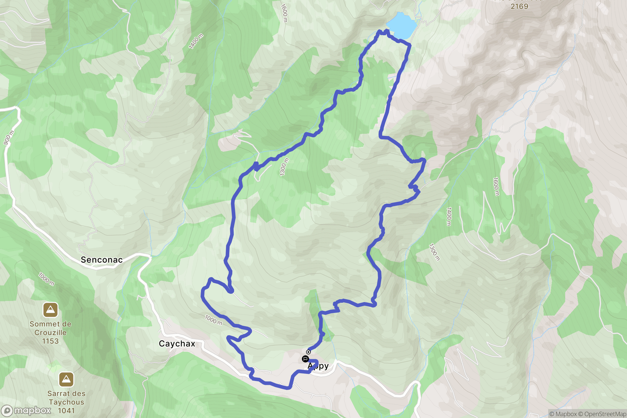Appy : carte du parcours de randonnée - France