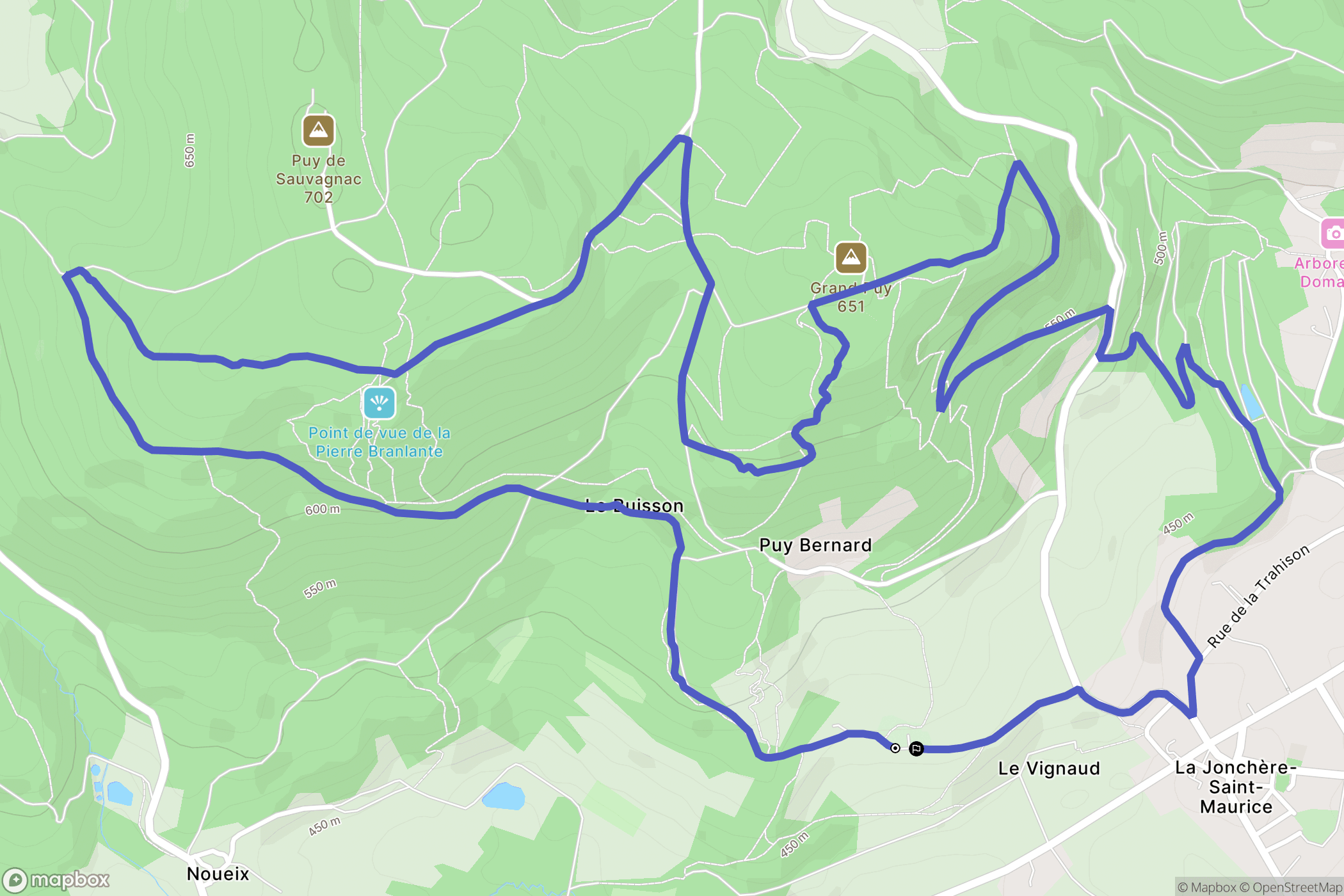 La Jonchère-Saint-Maurice : carte du parcours de randonnée - France