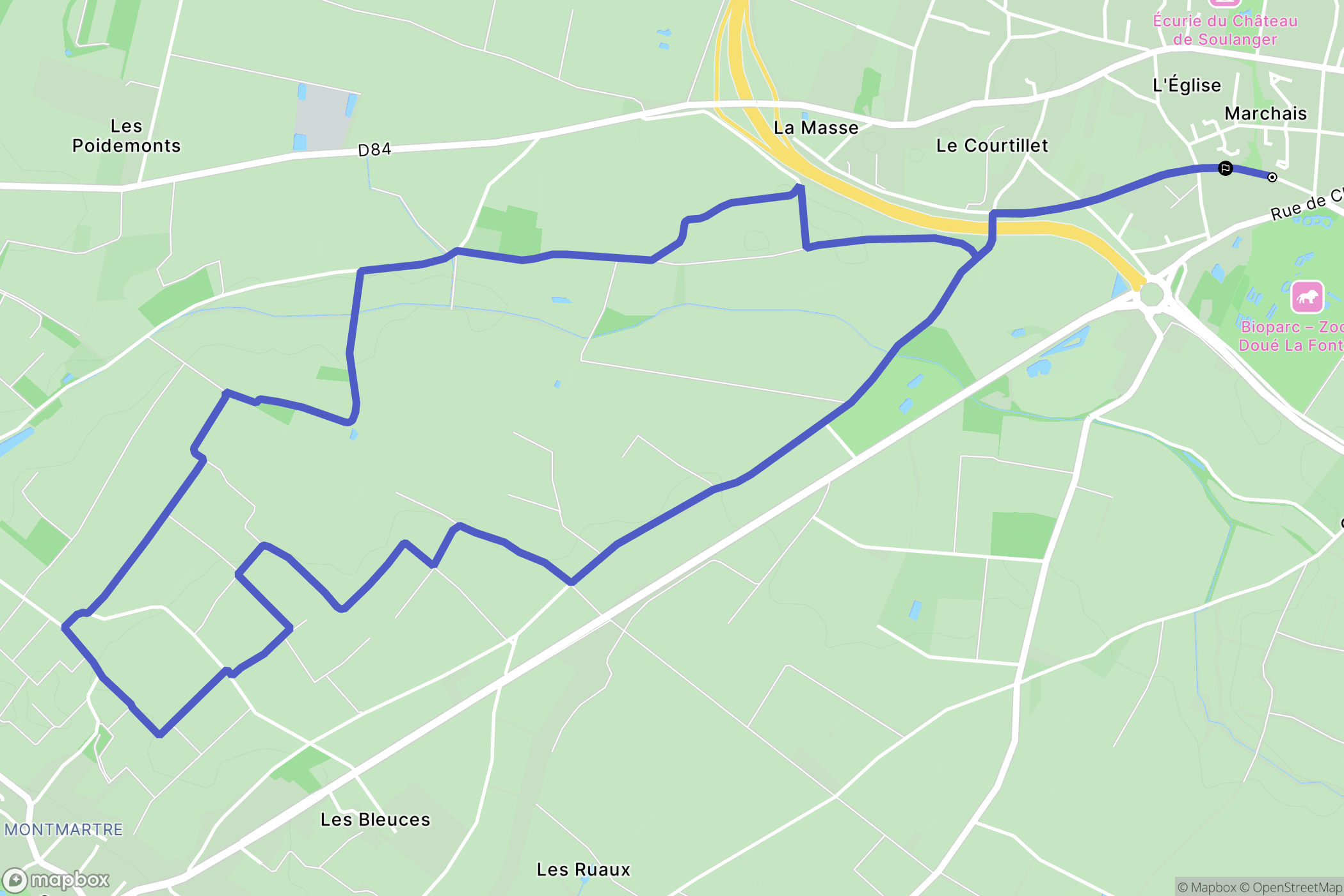 Doué-en-Anjou : carte du parcours de randonnée - France