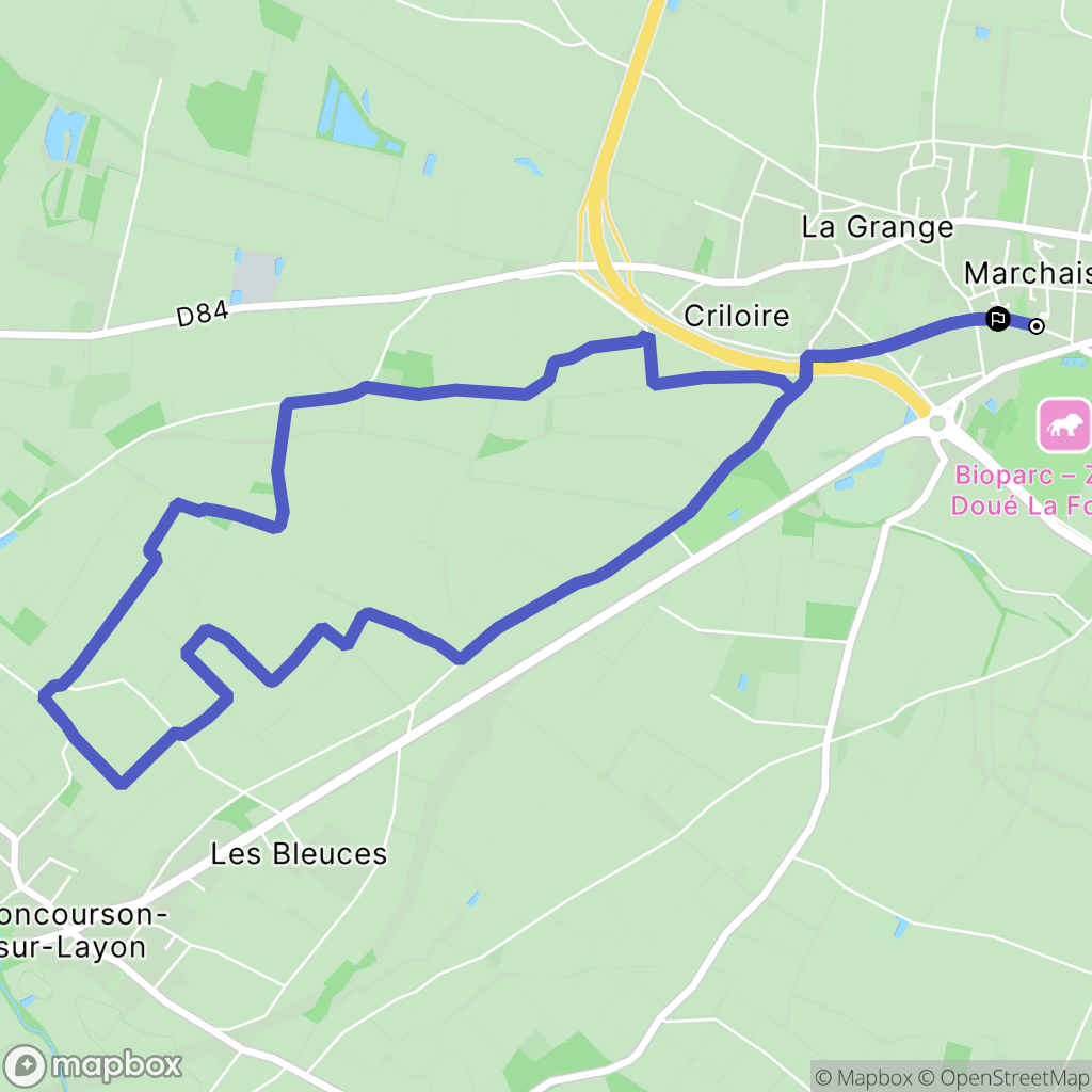 Doué-en-Anjou : carte du parcours de randonnée - France