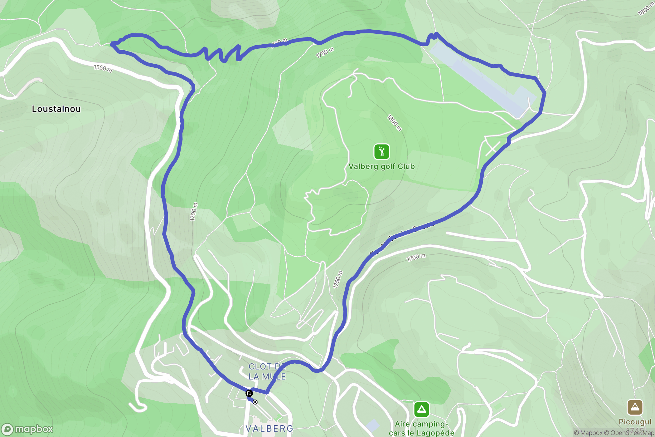 Péone : carte du parcours de randonnée - France