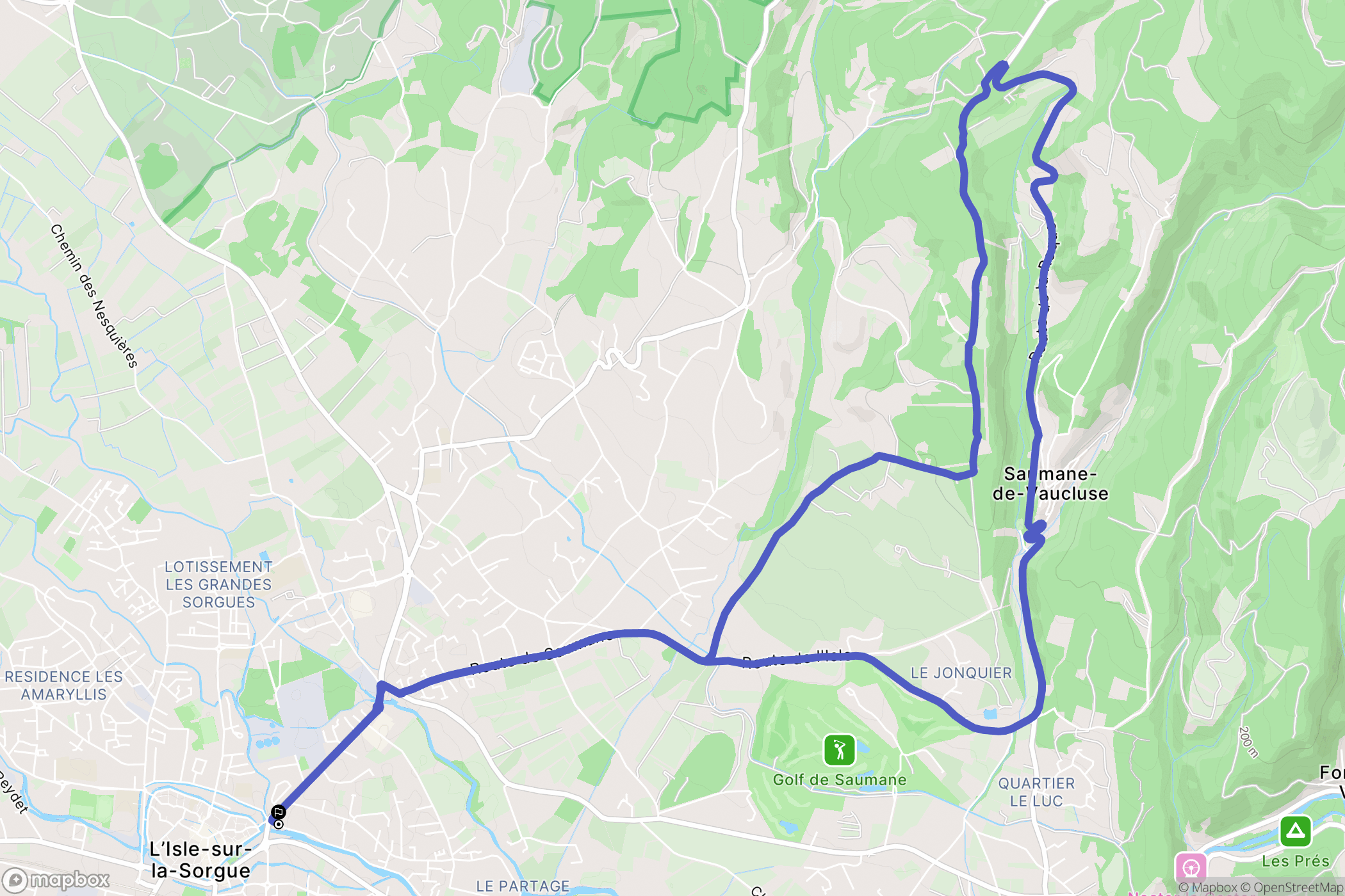 L'Isle-sur-la-Sorgue : carte du parcours de randonnée - France