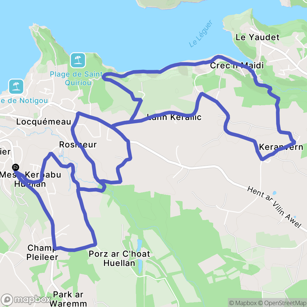 Trédrez-Locquémeau : carte du parcours de randonnée - France
