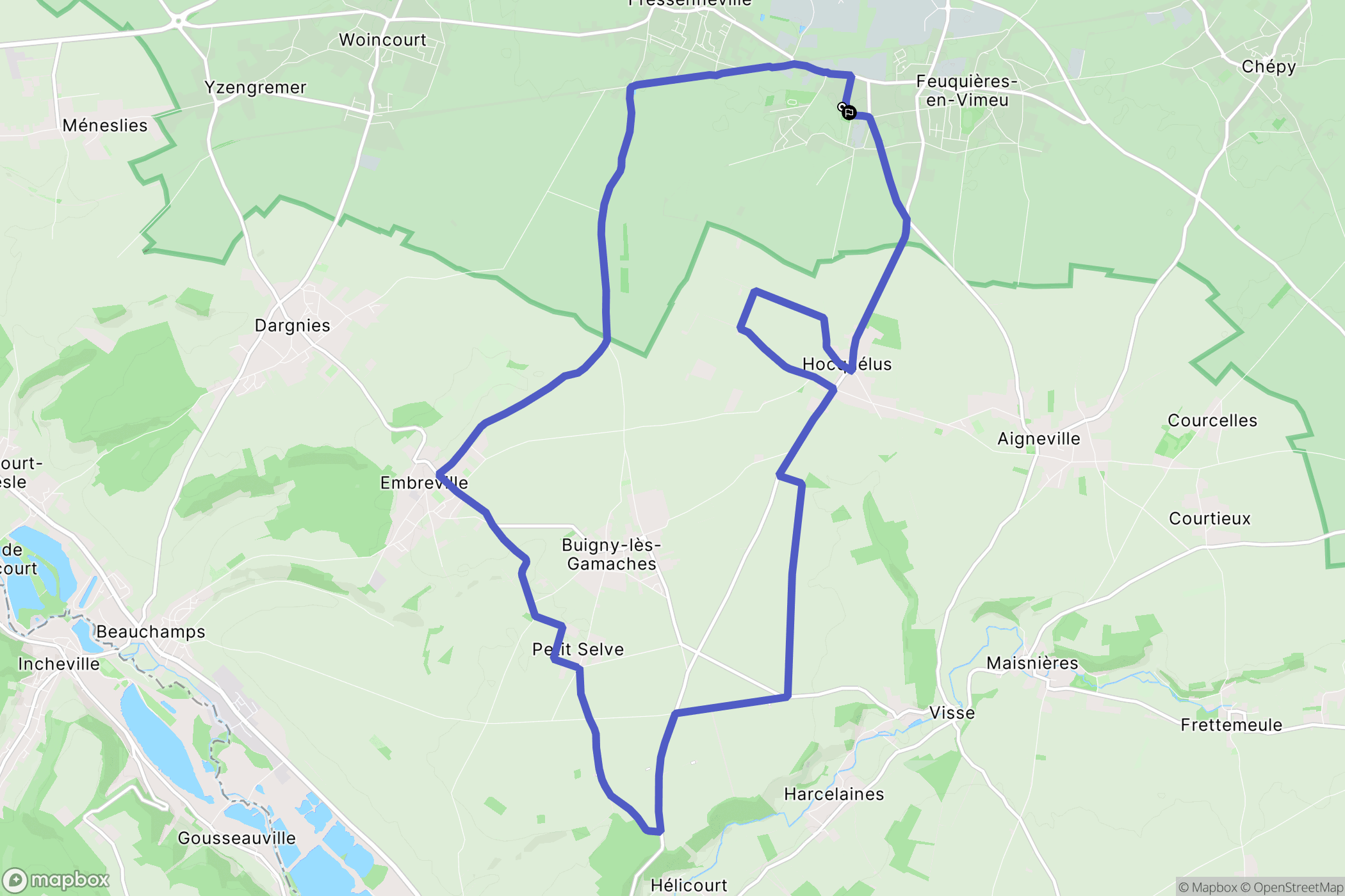 Feuquières-en-Vimeu : carte du parcours de randonnée - France
