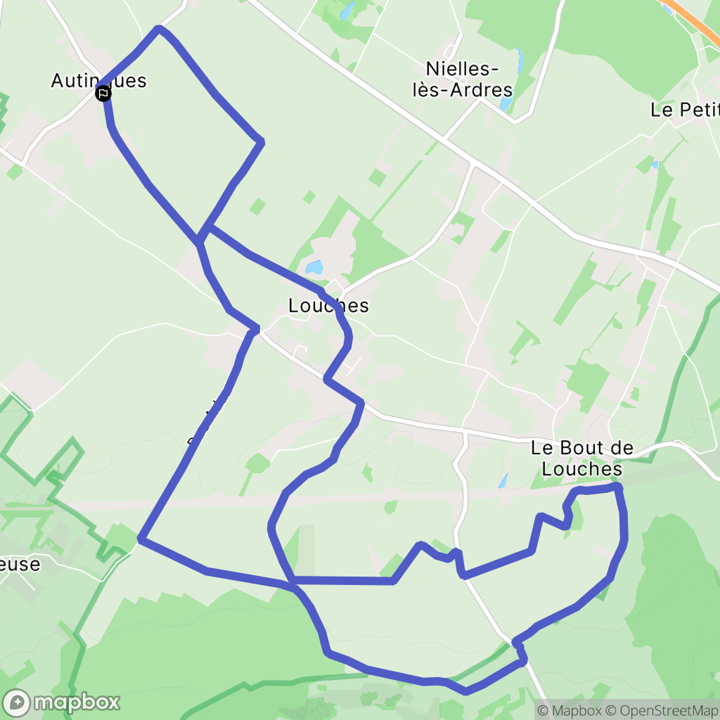 Autingues : carte du parcours de randonnée - France